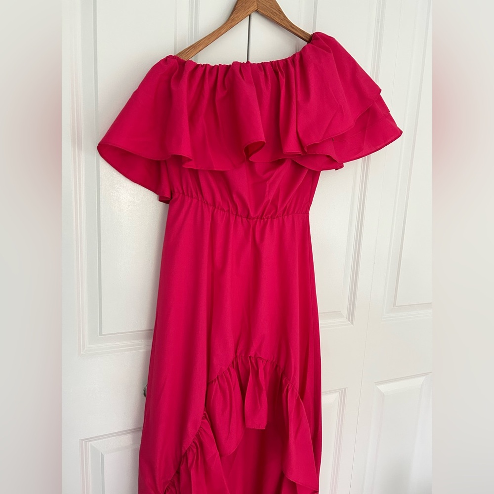 Andre Tan Designer Women's small high low elegant flowy feminine pink dress nwot - Picture 9 of 16